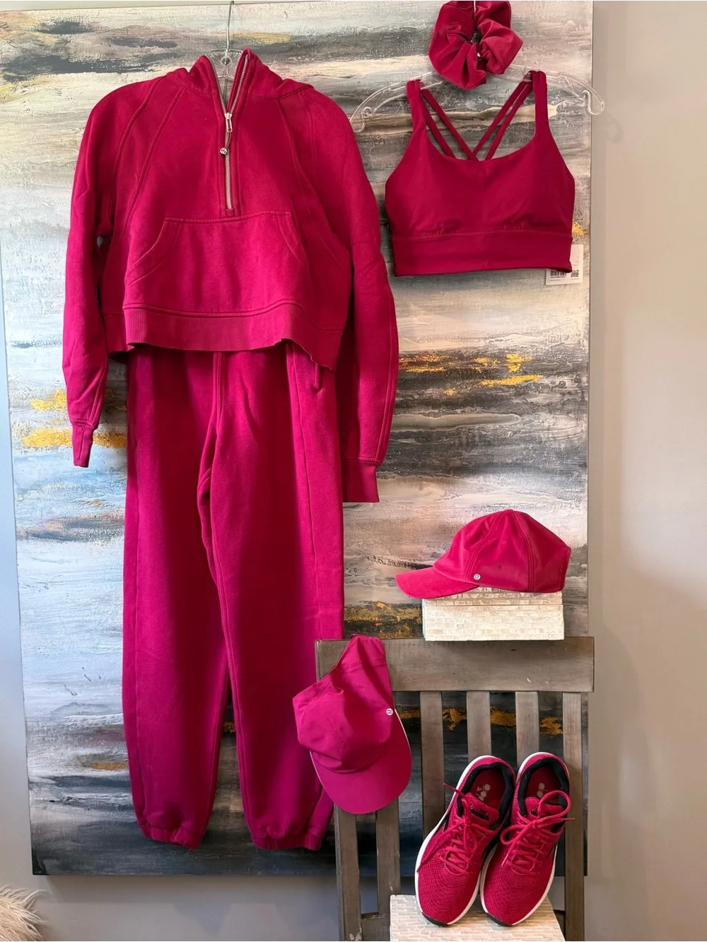 Lululemon BERRY RUMBLE SET- Scuba Hoodie, & Joggers, Bra, DIADORA Sneakers